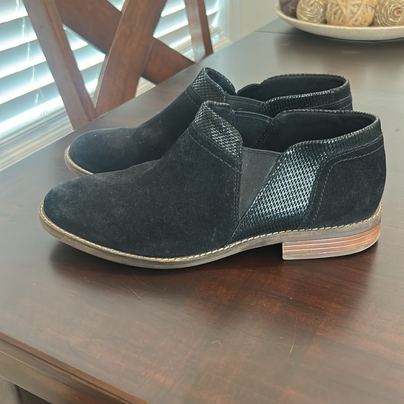 Clarks Camzin Mix Ankle Boots Black Suede Metallic Chelsea Comfort Women's Sz 10 - Picture 6 of 14